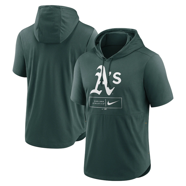 Men's Oakland Athletics Green Short Sleeve Pullover Hoodie